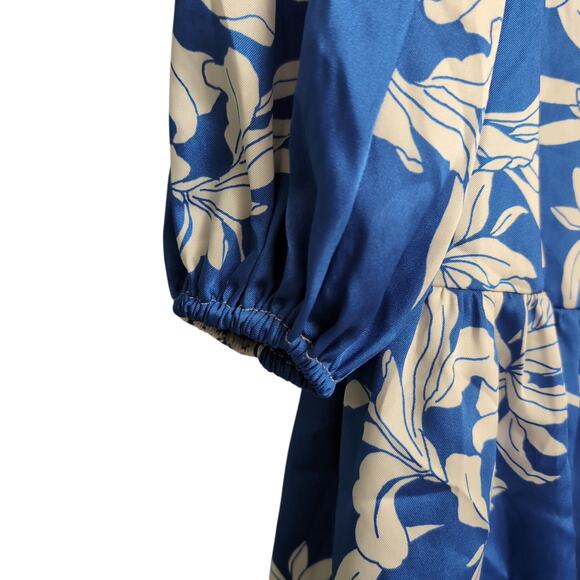 Alexis x Target Blue White Abstract Print Long Sleeve Drop Waist Midi Dress XXS - Picture 2 of 10